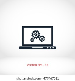 setting laptop icon vector, flat design best vector icon