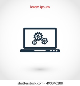 setting laptop icon vector, flat design best vector icon