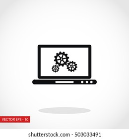 setting laptop icon vector, flat design best vector icon