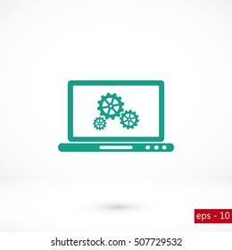 setting laptop icon vector, flat design best vector icon