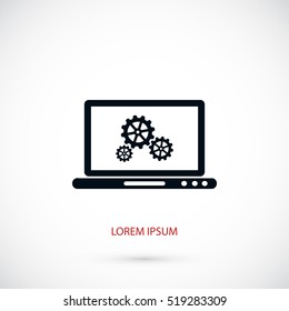 setting laptop icon vector, flat design best vector icon