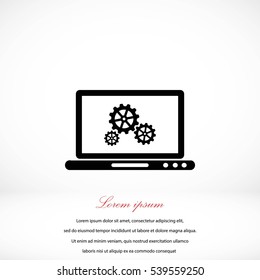 setting laptop icon vector, flat design best vector icon