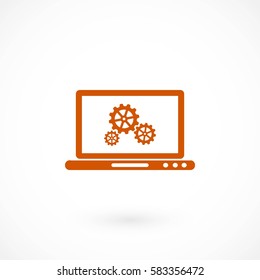 setting laptop icon vector, flat design best vector icon