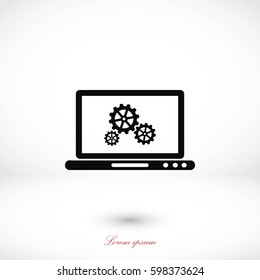 setting laptop icon vector, flat design best vector icon