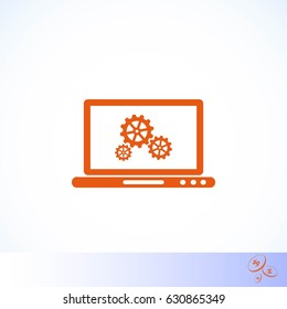 setting laptop icon vector, flat design best vector icon