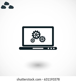 setting laptop icon vector, flat design best vector icon