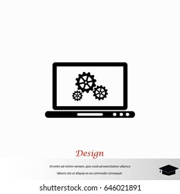 setting laptop icon vector, flat design best vector icon