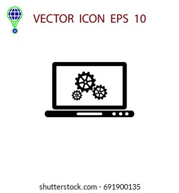 setting laptop icon vector, flat design best vector icon