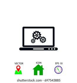 setting laptop icon vector, flat design best vector icon