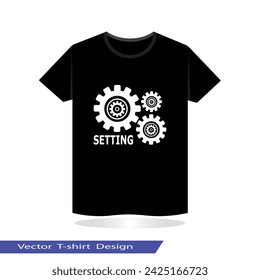 Setting Lettering phrase  and symbol icon on black color t-shirt in white background. Vector design element, lettering of motivational phrase, Vector typography t-shirt. White color lettering in black