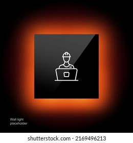 Setting line icon. Gear, setup, worker, learning, pump your brain, configuration, laptop, work for pc. Infographic concept. Glassmorphism style. Vector line icon for Business and Advertising