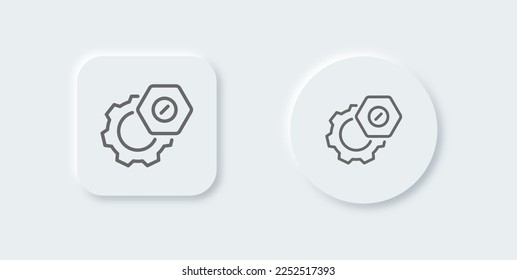 Setting line icon in neomorphic design style. Gear signs vector illustration.