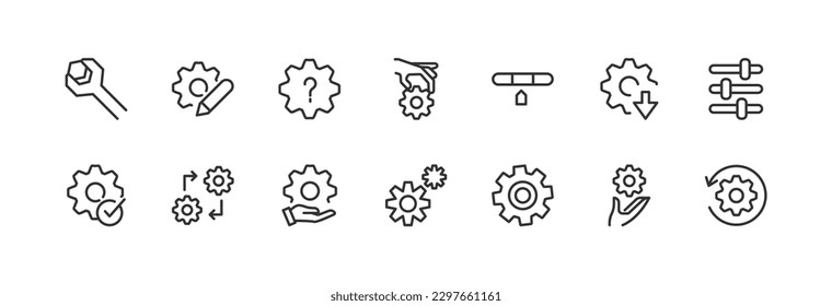 setting line icon set with editable stroke. Outline collection of vector objects. Premium icon pack