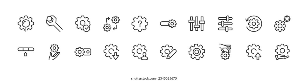establecer el conjunto de iconos de línea con trazo modificable. Colección de esquema de objetos vectoriales. Paquete de iconos premium