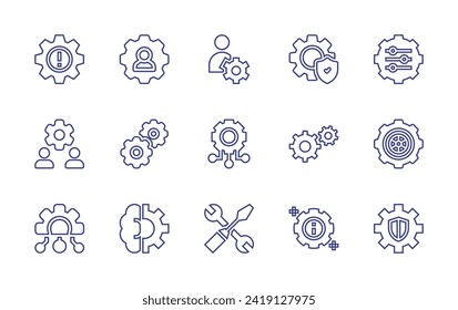 Setting line icon set. Editable stroke. Vector illustration. Containing human resources, settings, setting.