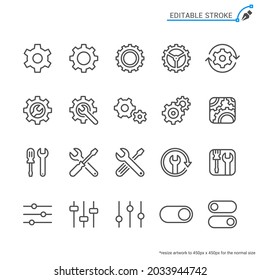 Setting line icons. Editable stroke. Pixel perfect.
