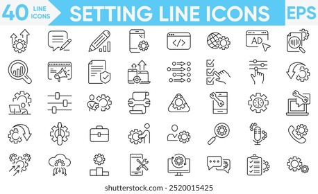 Definição do vetor de ícones de linha e do conjunto de ilustrações