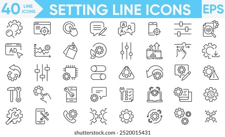 Setting line icons vector and illustration set