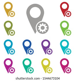 Setting, location multi color icon. Simple glyph, flat vector of location icons for ui and ux, website or mobile application