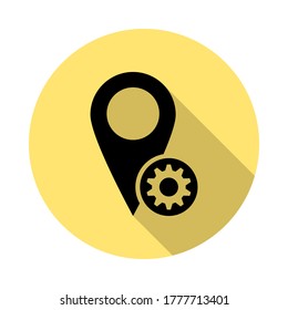 setting, location simple vector icon in long shadow style