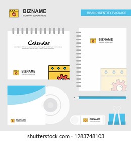 Setting Logo, Calendar Template, CD Cover, Diary and USB Brand Stationary Package Design Vector Template