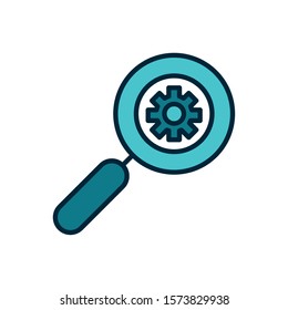 setting magnifier analysis internet of things line and fill icon vector illustration