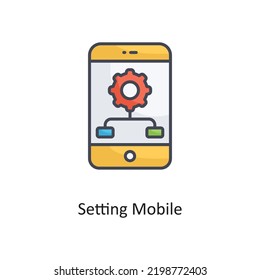 Setting Mobile Filled Outline Vector Icon Design illustration on White background. EPS 10 File