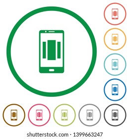 Setting up mobile homescreen flat color icons in round outlines on white background