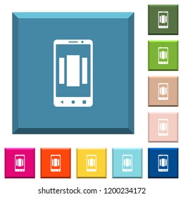 Setting up mobile homescreen white icons on edged square buttons in various trendy colors