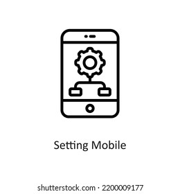 Setting Mobile Outline Vector Icon Design illustration on White background. EPS 10 File