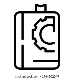 Setting notebook icon. Outline Setting notebook vector icon for web design isolated on white background