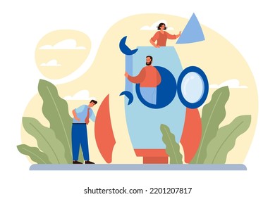 Setting and optimization concept. Idea of improvement, change or repair. Charcter holding wrench to adjust gear cogwheels setting. Customization or technical maintenance. Flat vector illustration