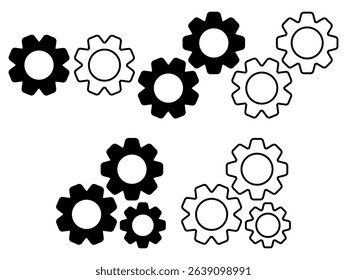 Setting optimization set. Black vector illustration.