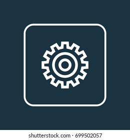 Setting Outline Symbol. Premium Quality Isolated Gear Element In Trendy Style.
