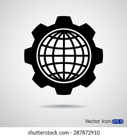 setting parameters, globe Icon vector illustration. Flat design style 