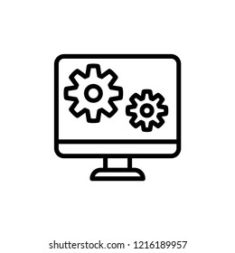 setting parameters, laptop icon, vector illustration. Flat design style