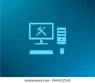 setting parameters, laptop icon, vector illustration. Flat design style