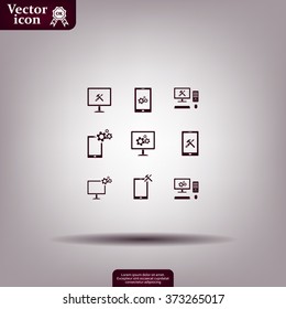 setting parameters, laptop icon, vector illustration. Flat design style