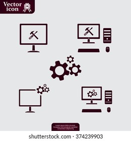 setting parameters, laptop icon, vector illustration. Flat design style