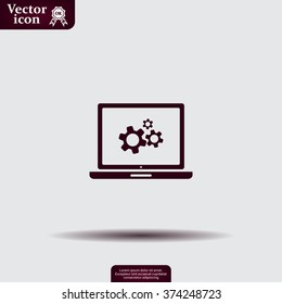 setting parameters, laptop icon, vector illustration. Flat design style