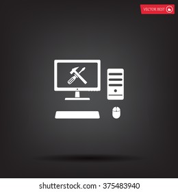setting parameters, laptop icon, vector illustration. Flat design style