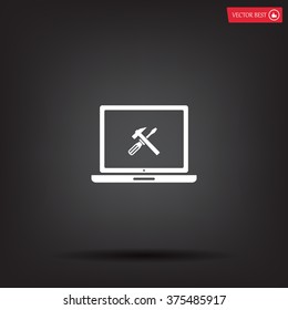 setting parameters, laptop icon, vector illustration. Flat design style