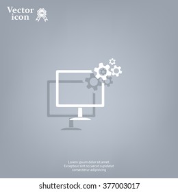 setting parameters, laptop icon, vector illustration. Flat design style