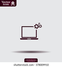 setting parameters, laptop icon, vector illustration. Flat design style