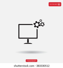 setting parameters, laptop icon, vector illustration. Flat design style