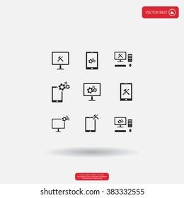 setting parameters, laptop icon, vector illustration. Flat design style