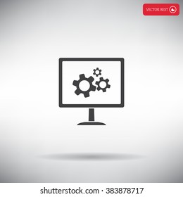 setting parameters, laptop icon, vector illustration. Flat design style