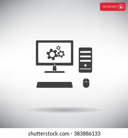 setting parameters, laptop icon, vector illustration. Flat design style