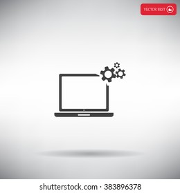 setting parameters, laptop icon, vector illustration. Flat design style