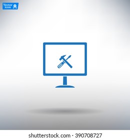 setting parameters, laptop icon, vector illustration. Flat design style